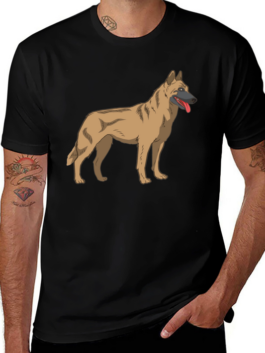 Malinois Dog Graphic Tee - Black Cotton T-Shirt
