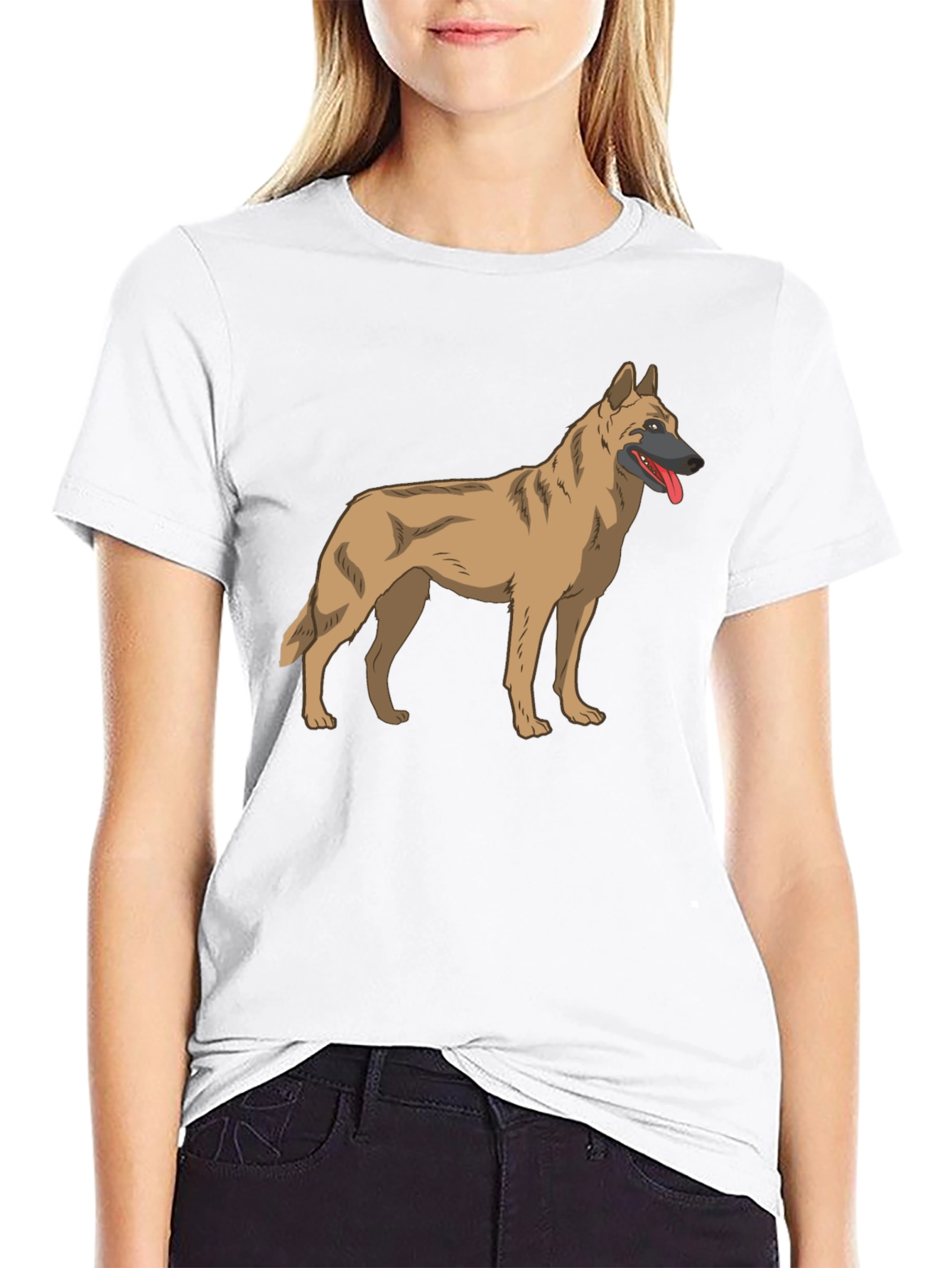 Malinois Dog Graphic Tee - Black Cotton T-Shirt
