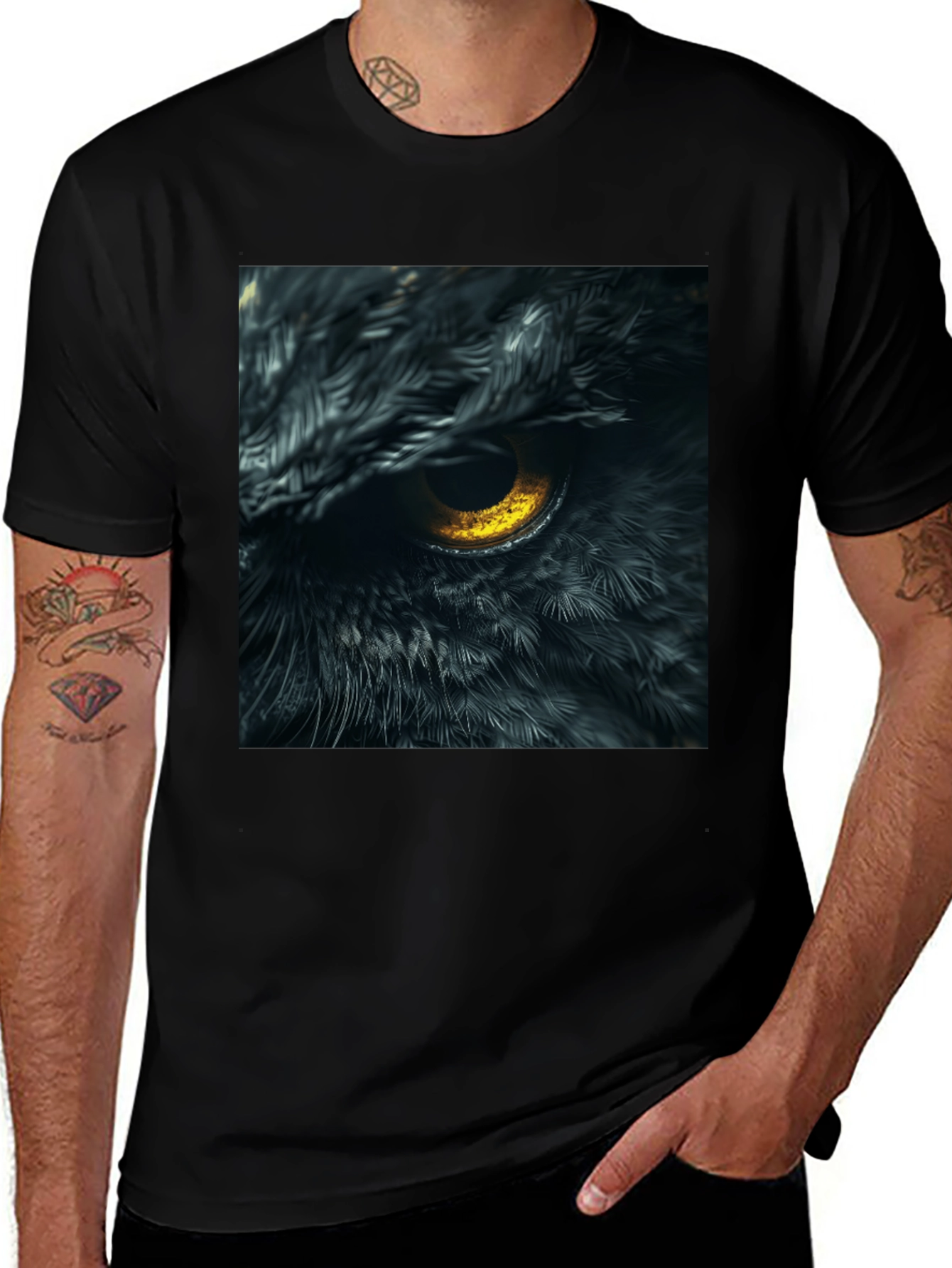 Owl Eye Graphic Tee - Mens Black T-Shirt