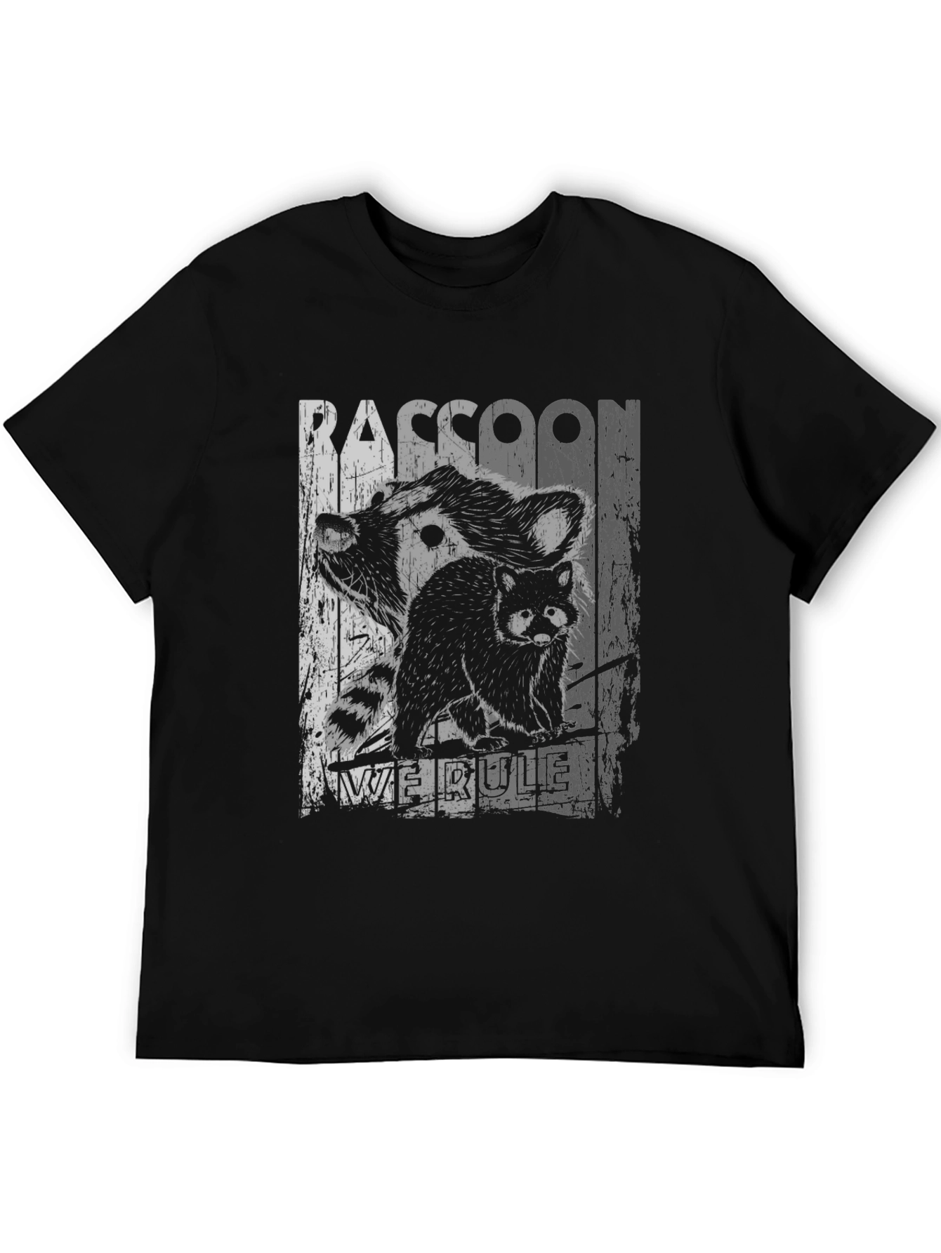 Raccoon We Rule Graphic T-Shirt - Black