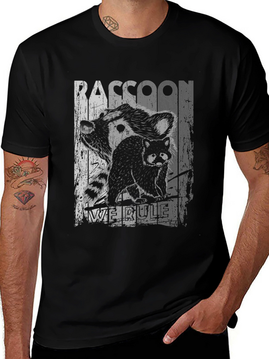 Raccoon We Rule Graphic T-Shirt - Black
