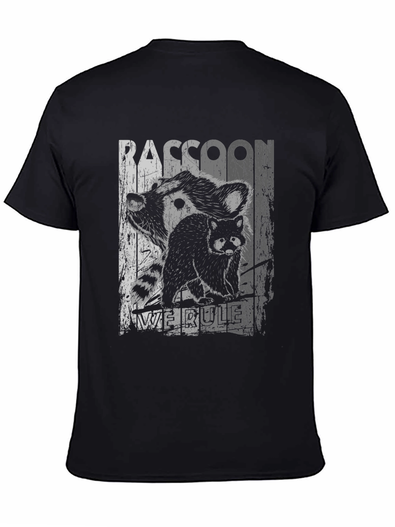 Raccoon We Rule Graphic T-Shirt - Black
