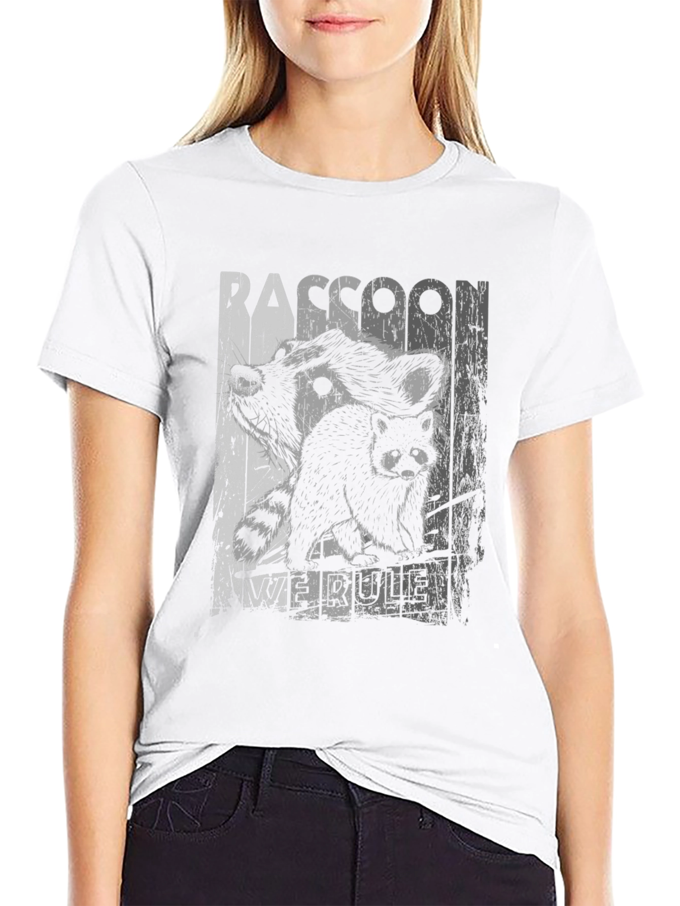 Raccoon We Rule Graphic T-Shirt - Black