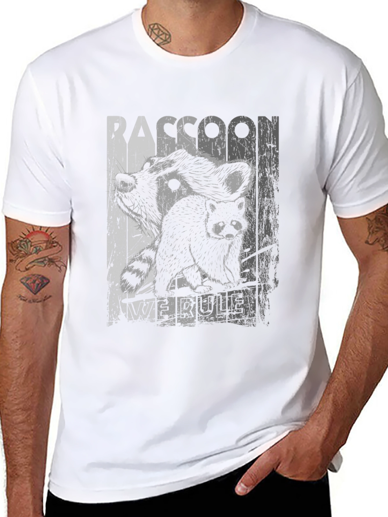 Raccoon We Rule Graphic T-Shirt - Black