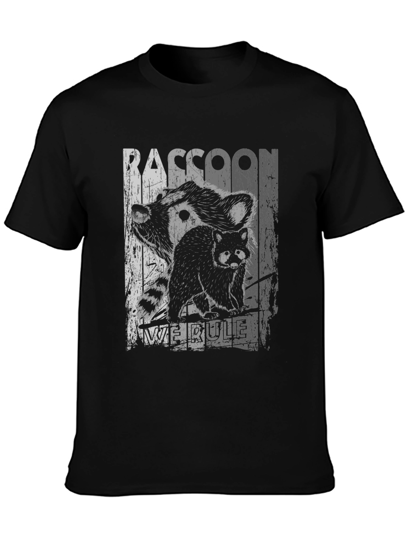 Raccoon We Rule Graphic T-Shirt - Black