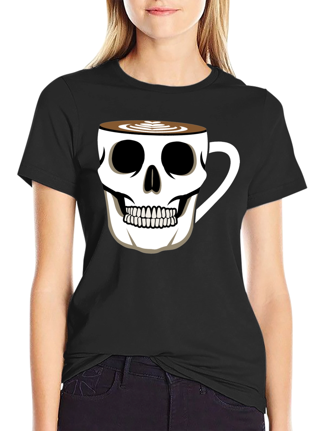 Skull Coffee Cup T-Shirt - Black Graphic Tee