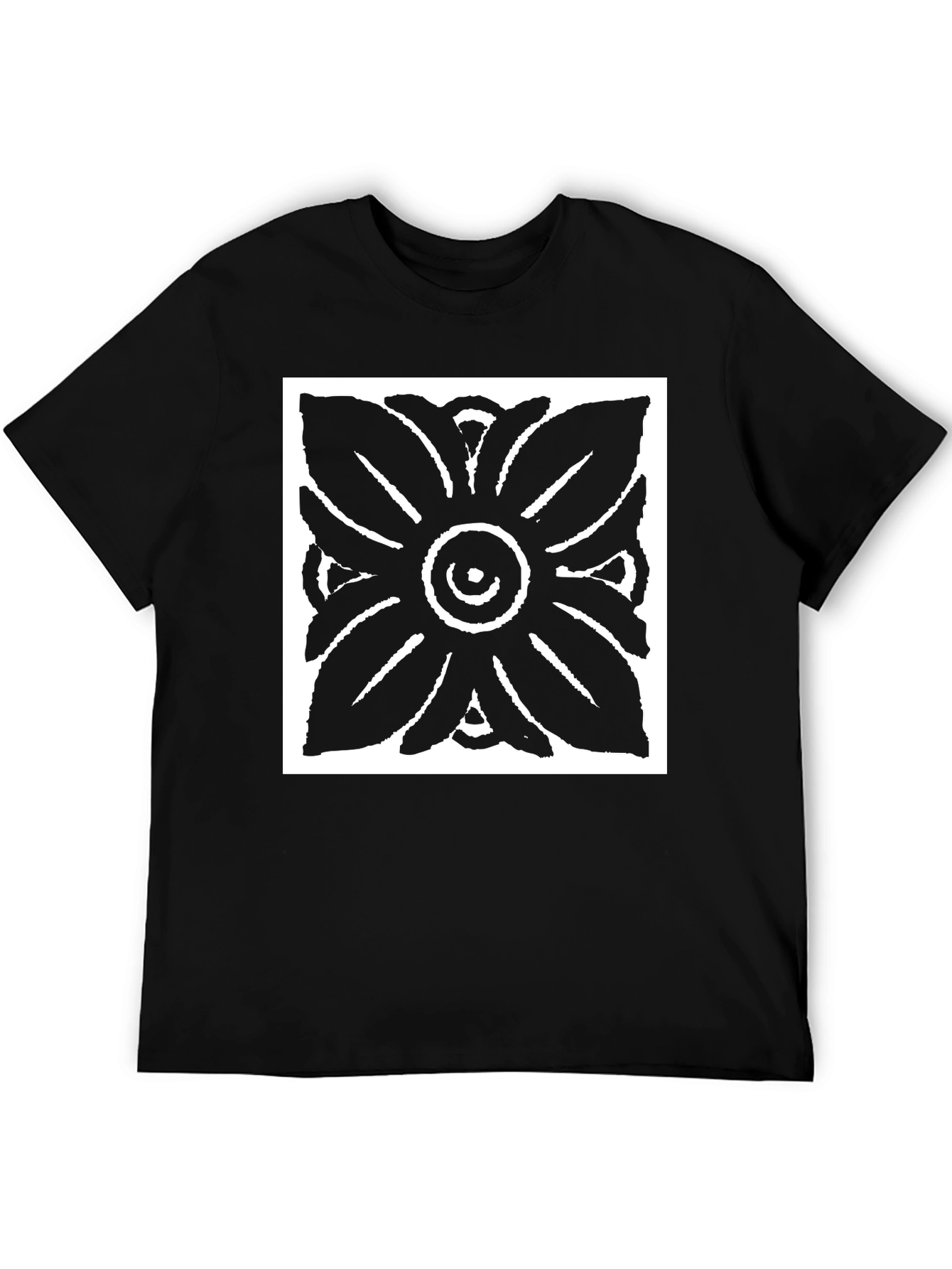 Abstract Flower Graphic Black T-Shirt