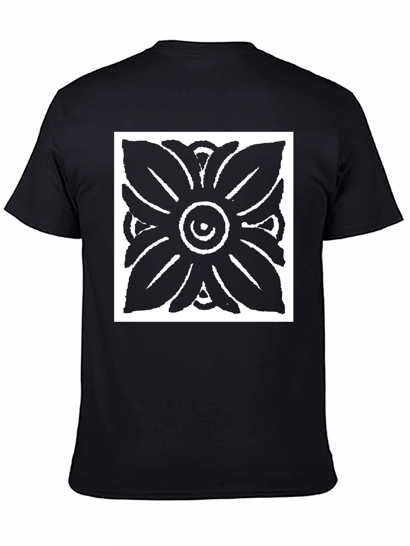 Abstract Flower Graphic Black T-Shirt