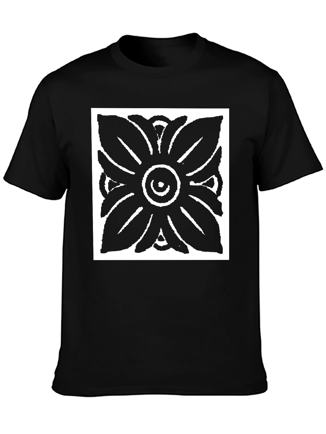 Abstract Flower Graphic Black T-Shirt