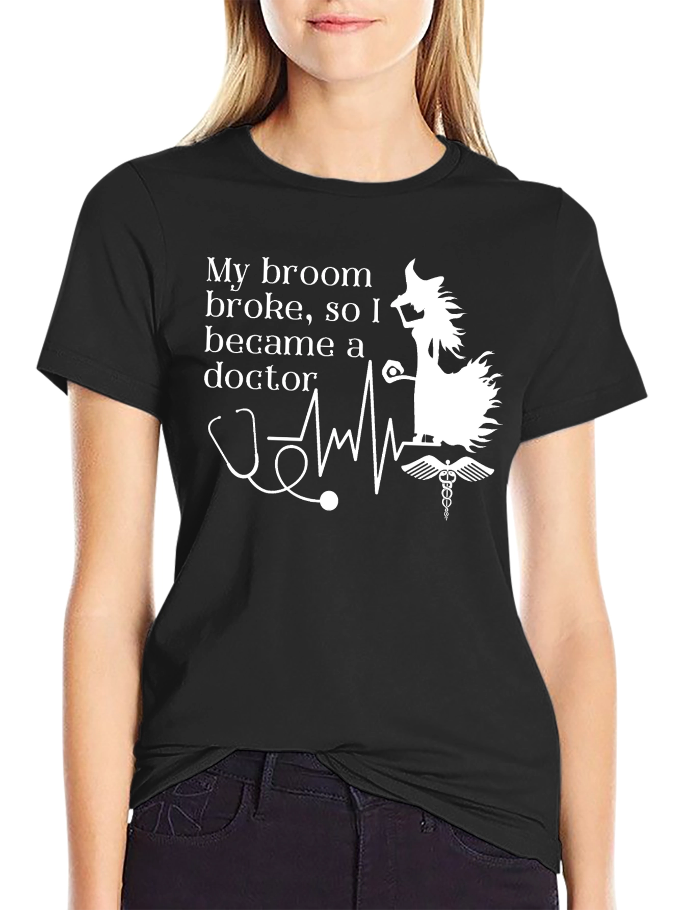Broom Broke Doctor T-Shirt - Funny Halloween Tee