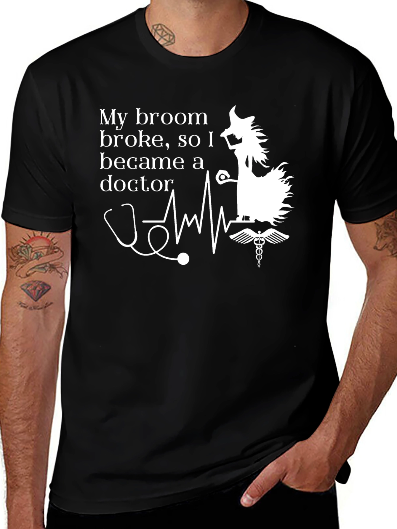 Broom Broke Doctor T-Shirt - Funny Halloween Tee