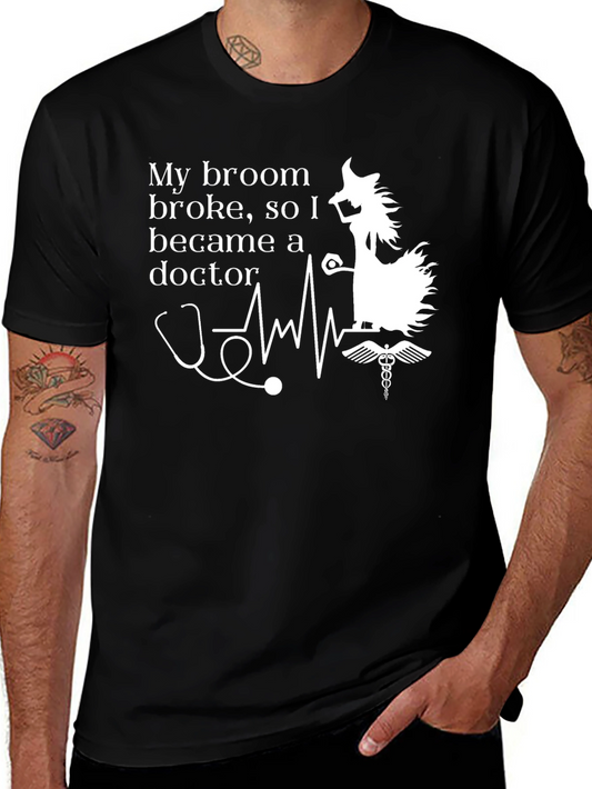 Broom Broke Doctor T-Shirt - Funny Halloween Tee