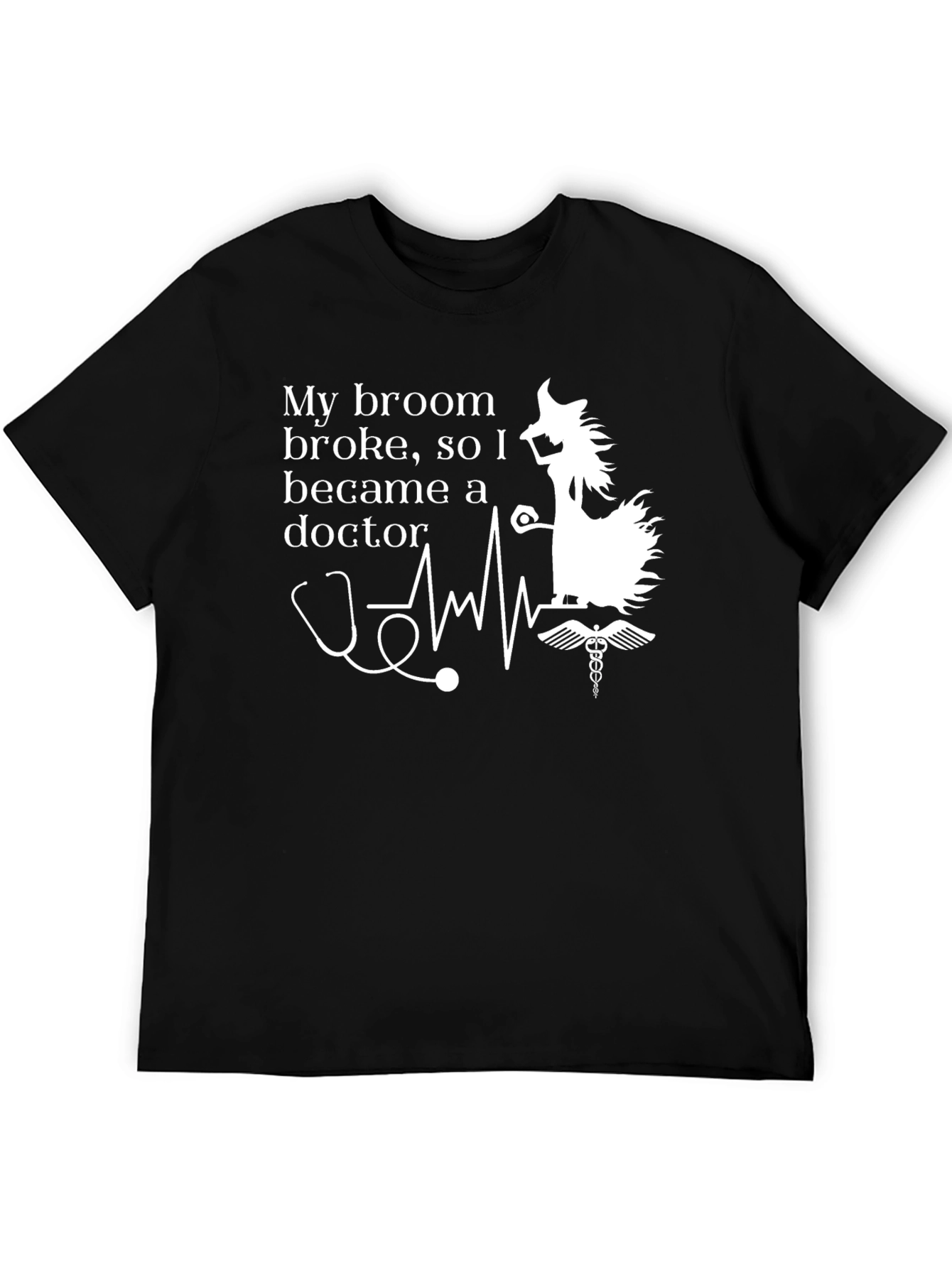 Broom Broke Doctor T-Shirt - Funny Halloween Tee