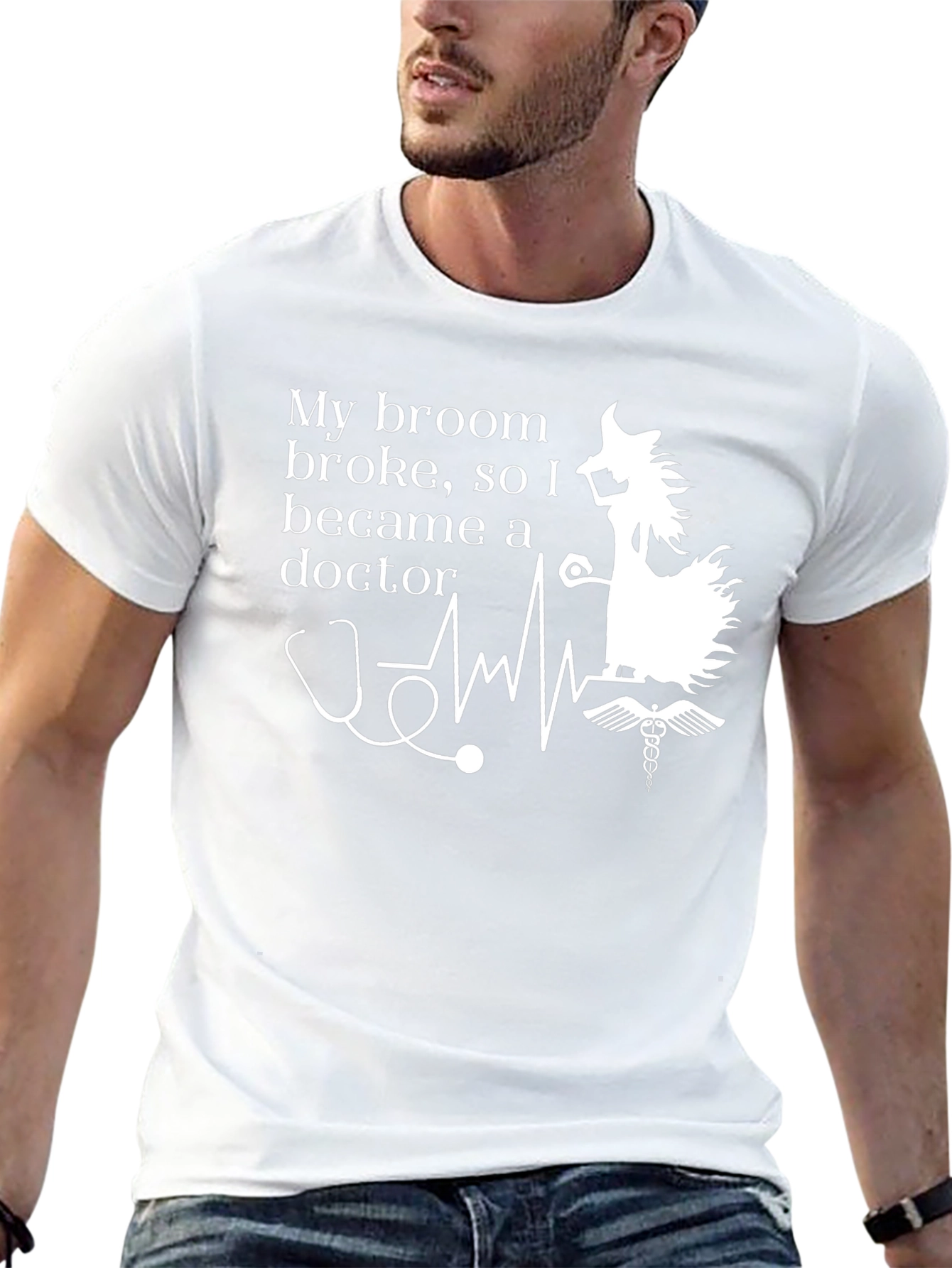 Broom Broke Doctor T-Shirt - Funny Halloween Tee