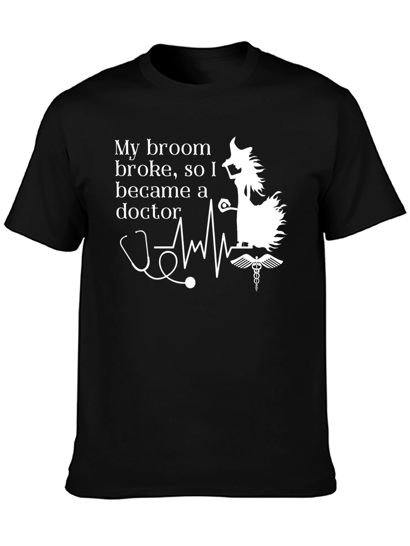 Broom Broke Doctor T-Shirt - Funny Halloween Tee