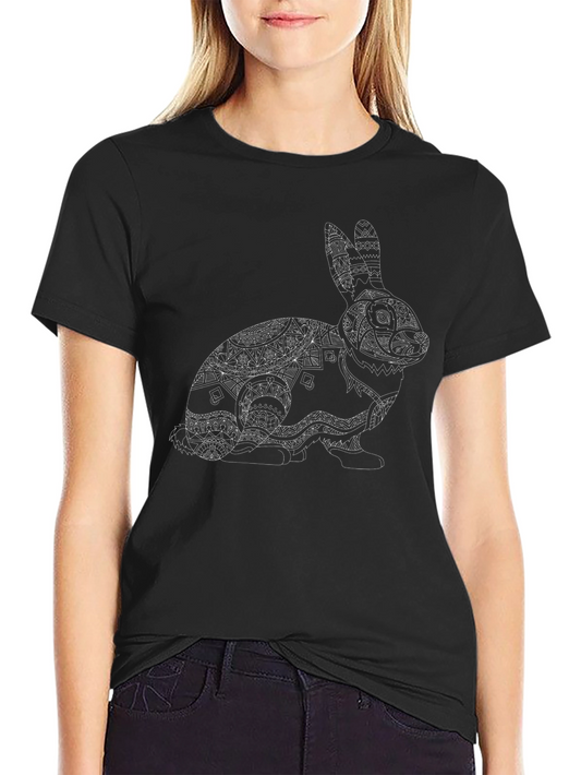 Rabbit Mandala Graphic Tee - Black