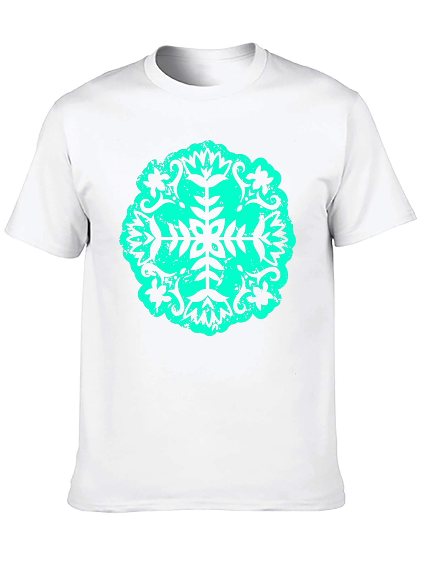 Abstract Teal Print Black Tee