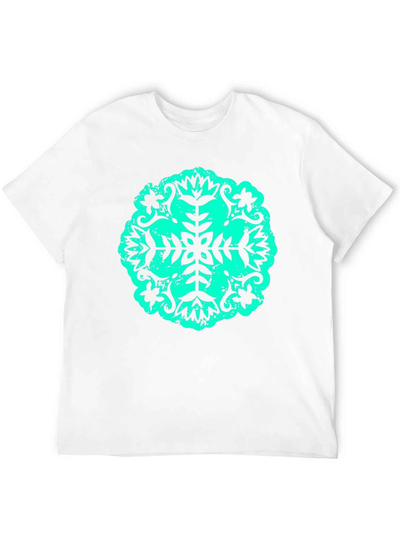 Abstract Teal Print Black Tee