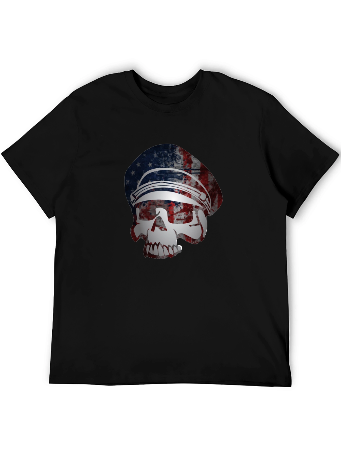 American Flag Skull Graphic T-Shirt