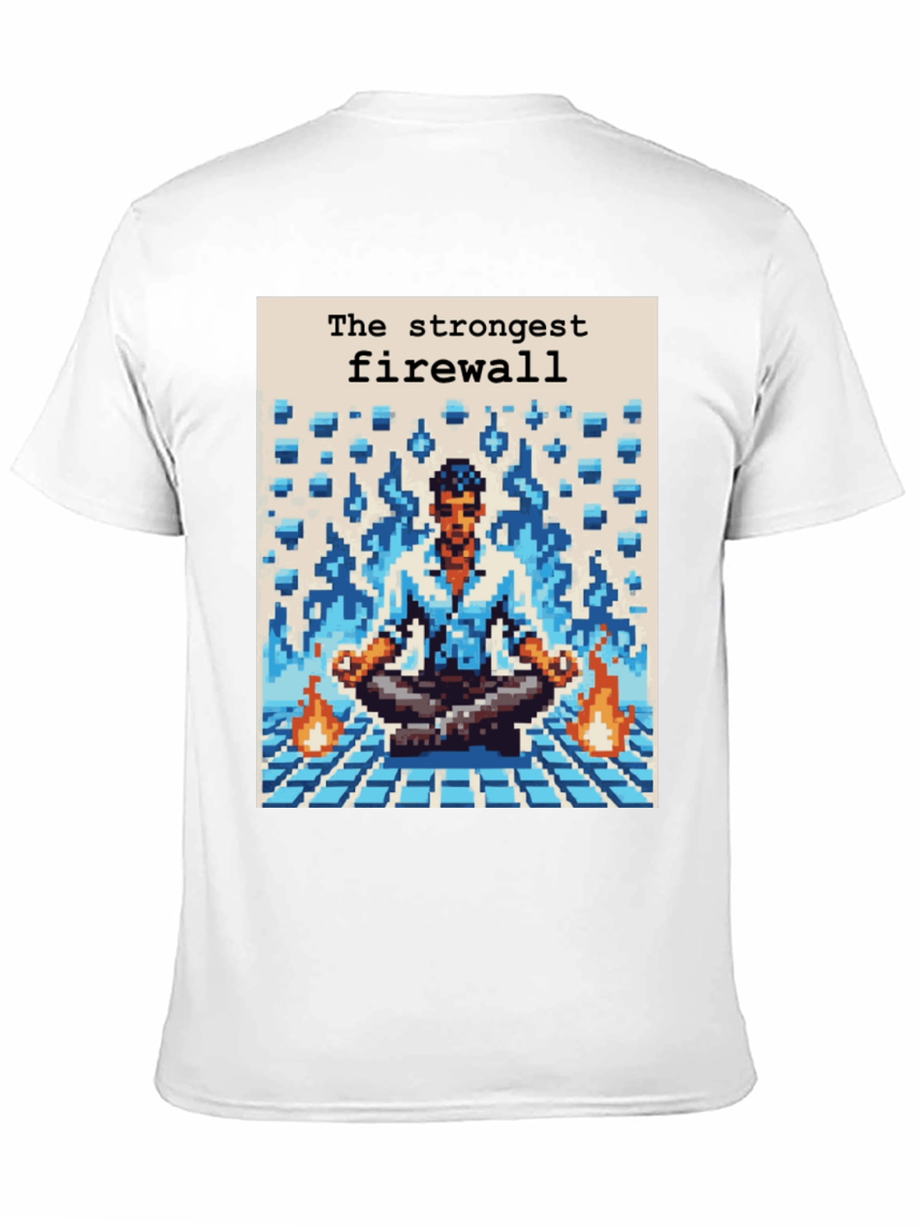 Strongest Firewall Pixel Art Black T-Shirt