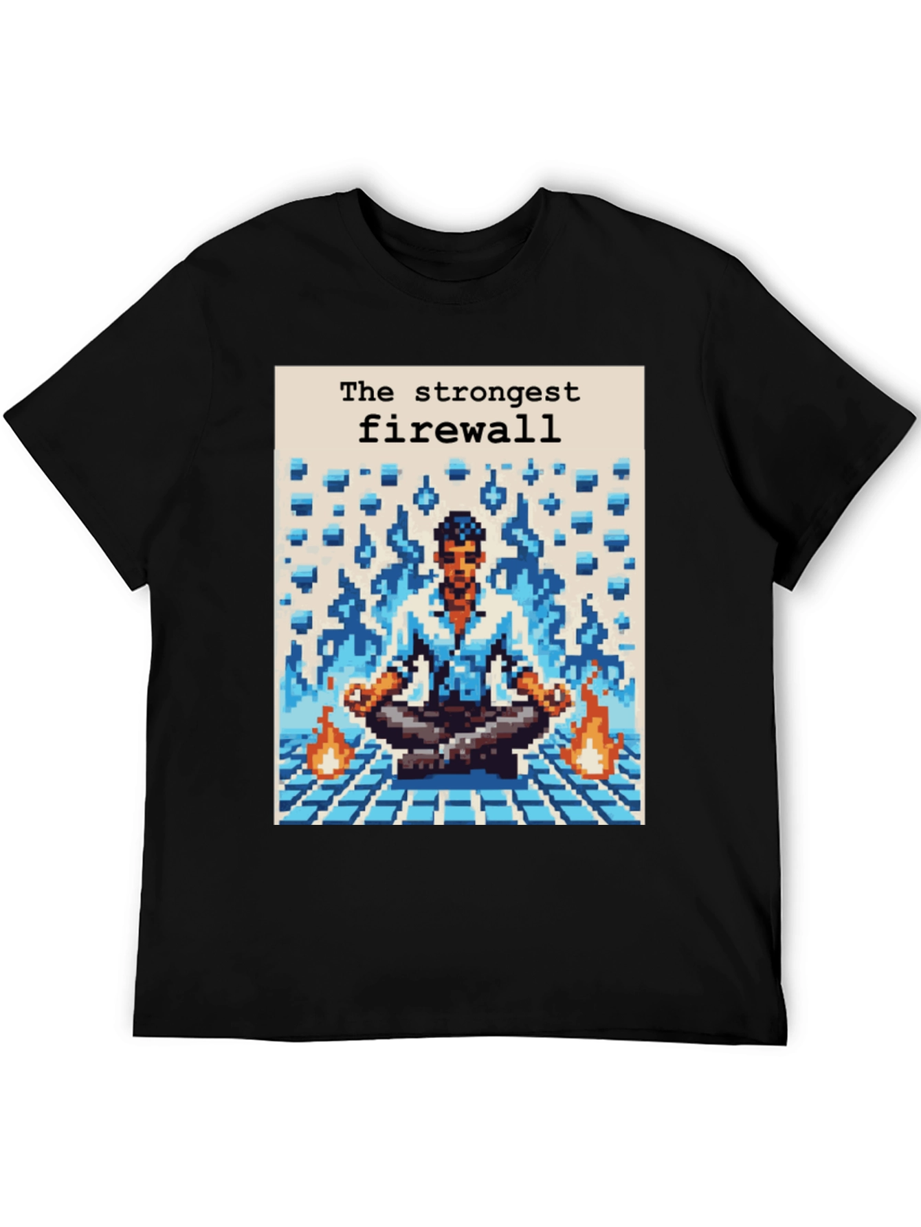 Strongest Firewall Pixel Art Black T-Shirt