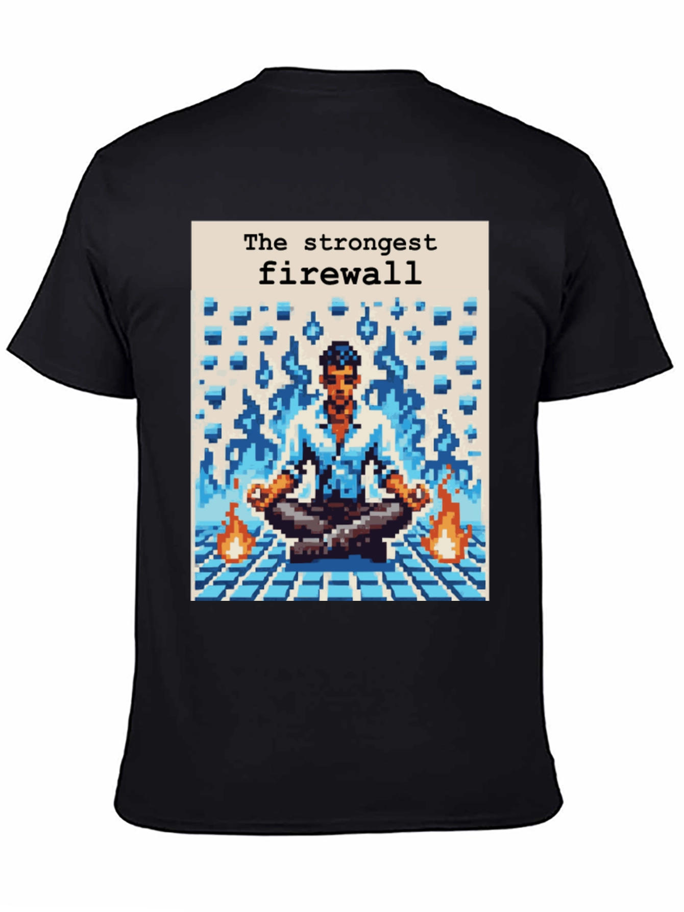 Strongest Firewall Pixel Art Black T-Shirt