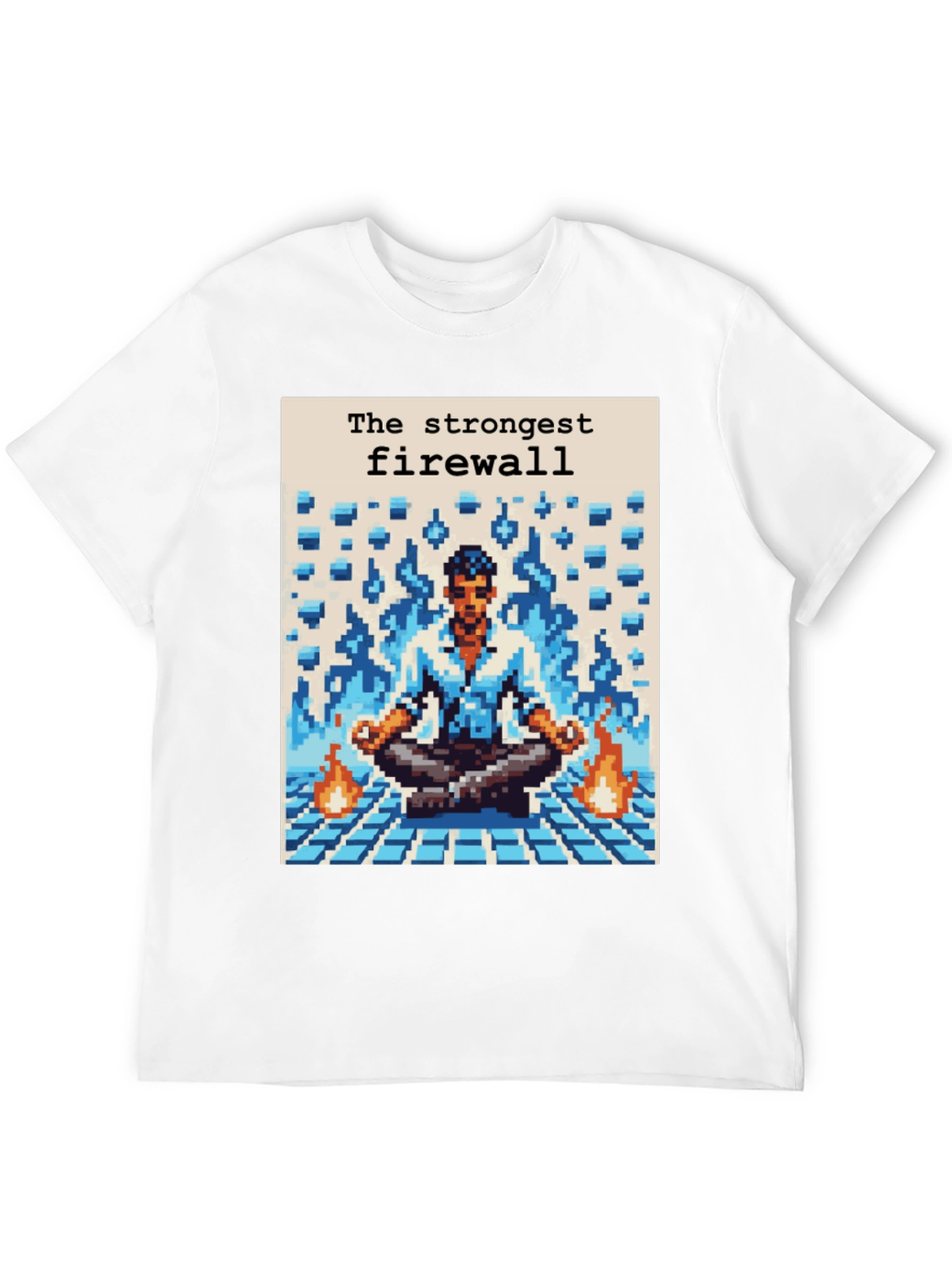 Strongest Firewall Pixel Art Black T-Shirt