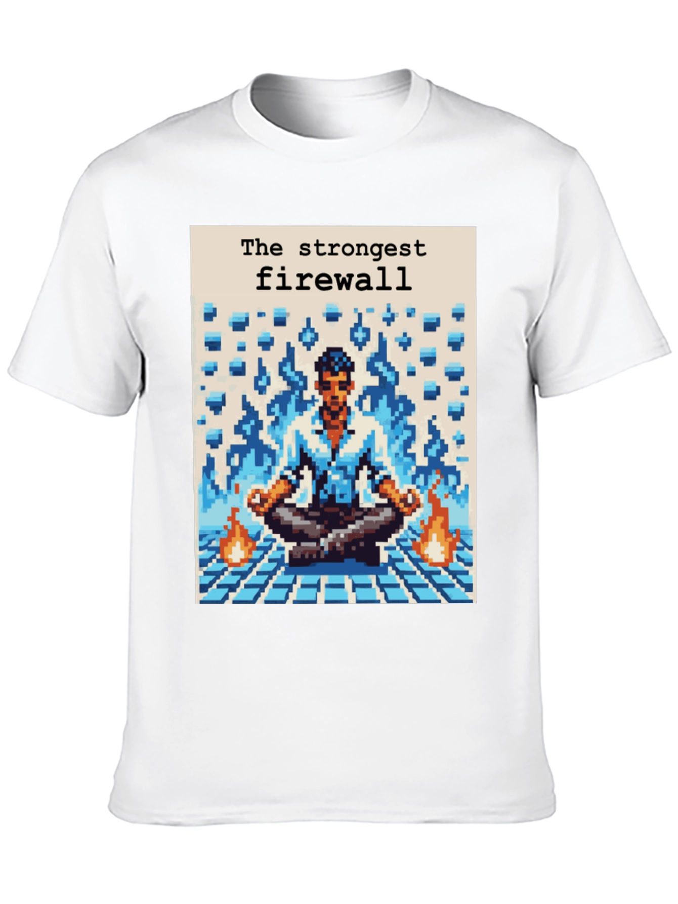 Strongest Firewall Pixel Art Black T-Shirt