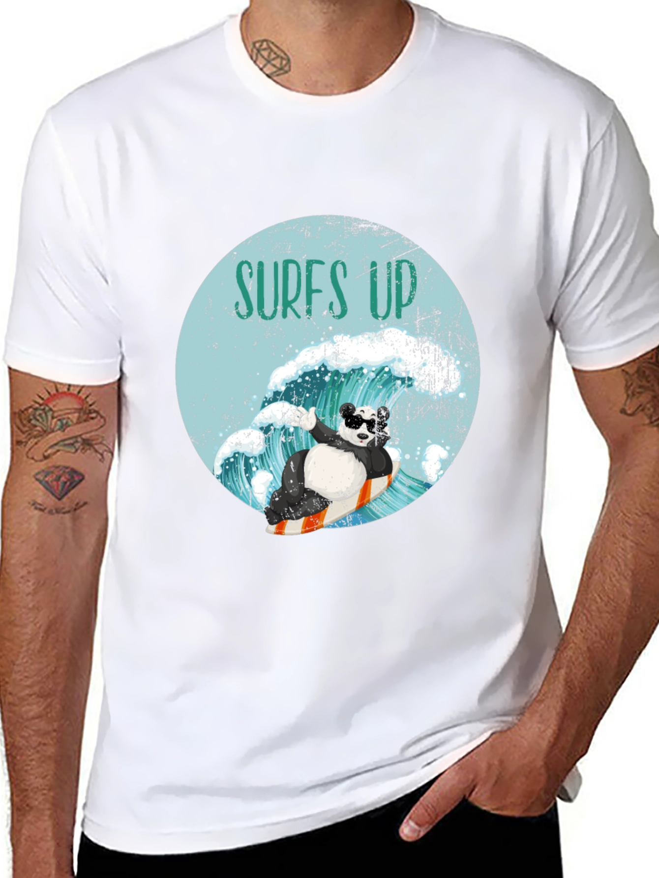 Surfing Panda Graphic Tee - Cool Wave Design