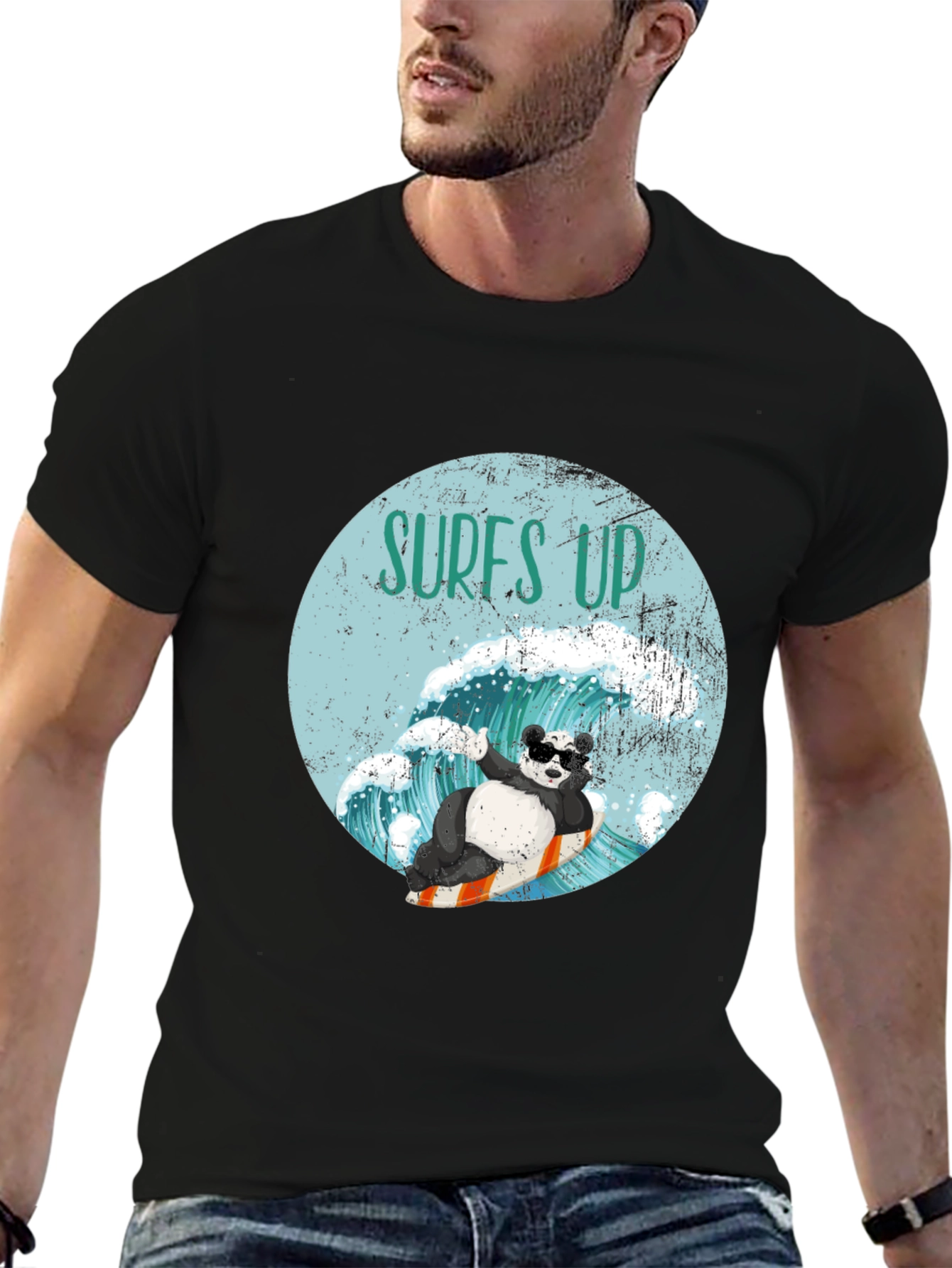 Surfing Panda Graphic Tee - Cool Wave Design