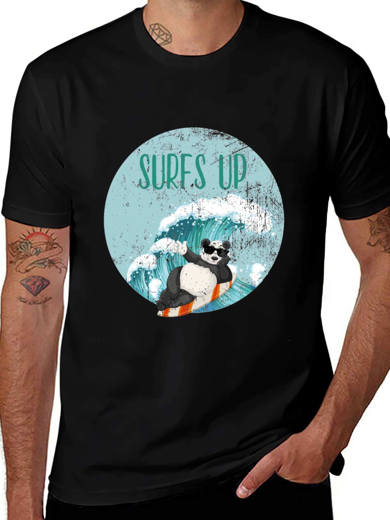 Surfing Panda Graphic Tee - Cool Wave Design