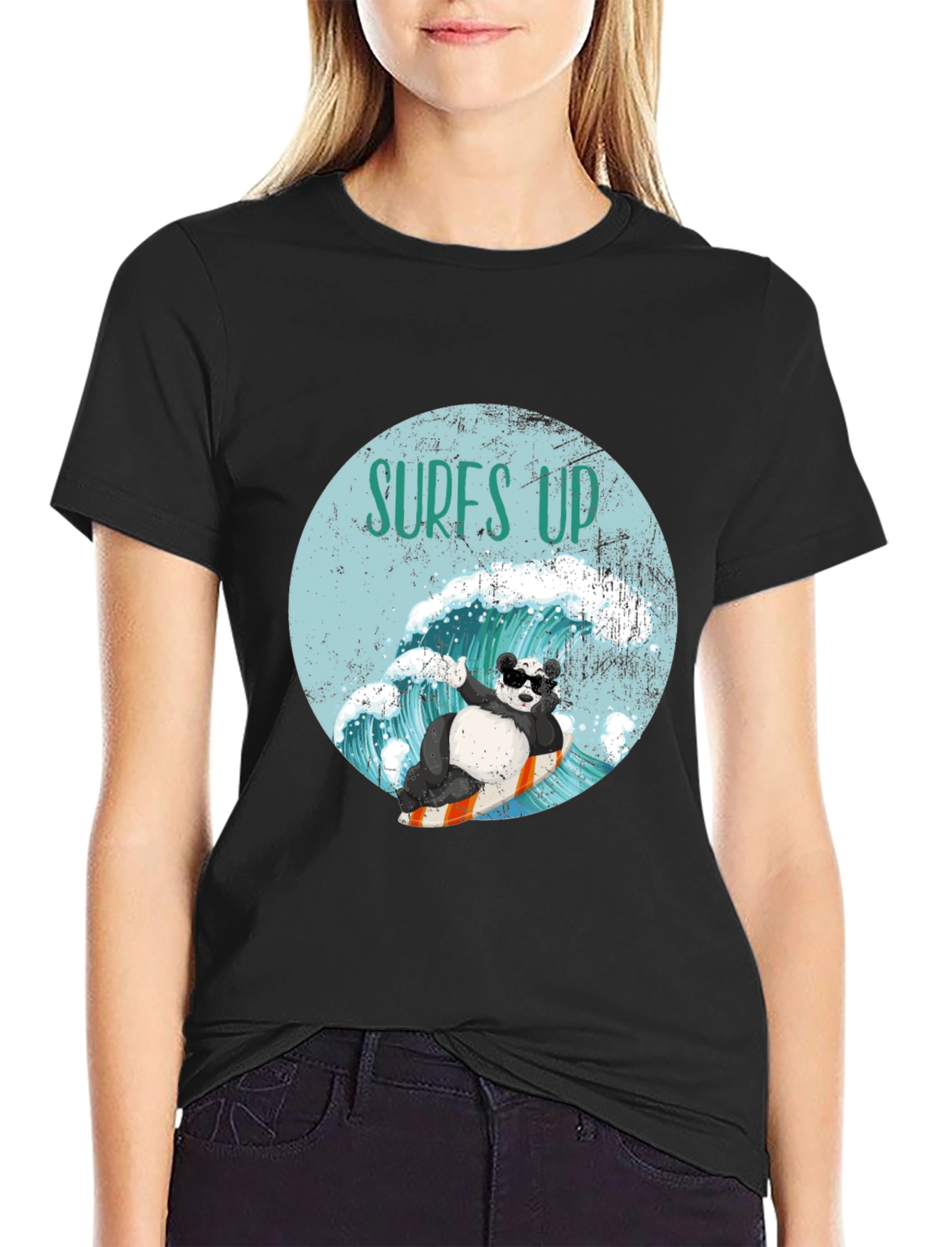 Surfing Panda Graphic Tee - Cool Wave Design