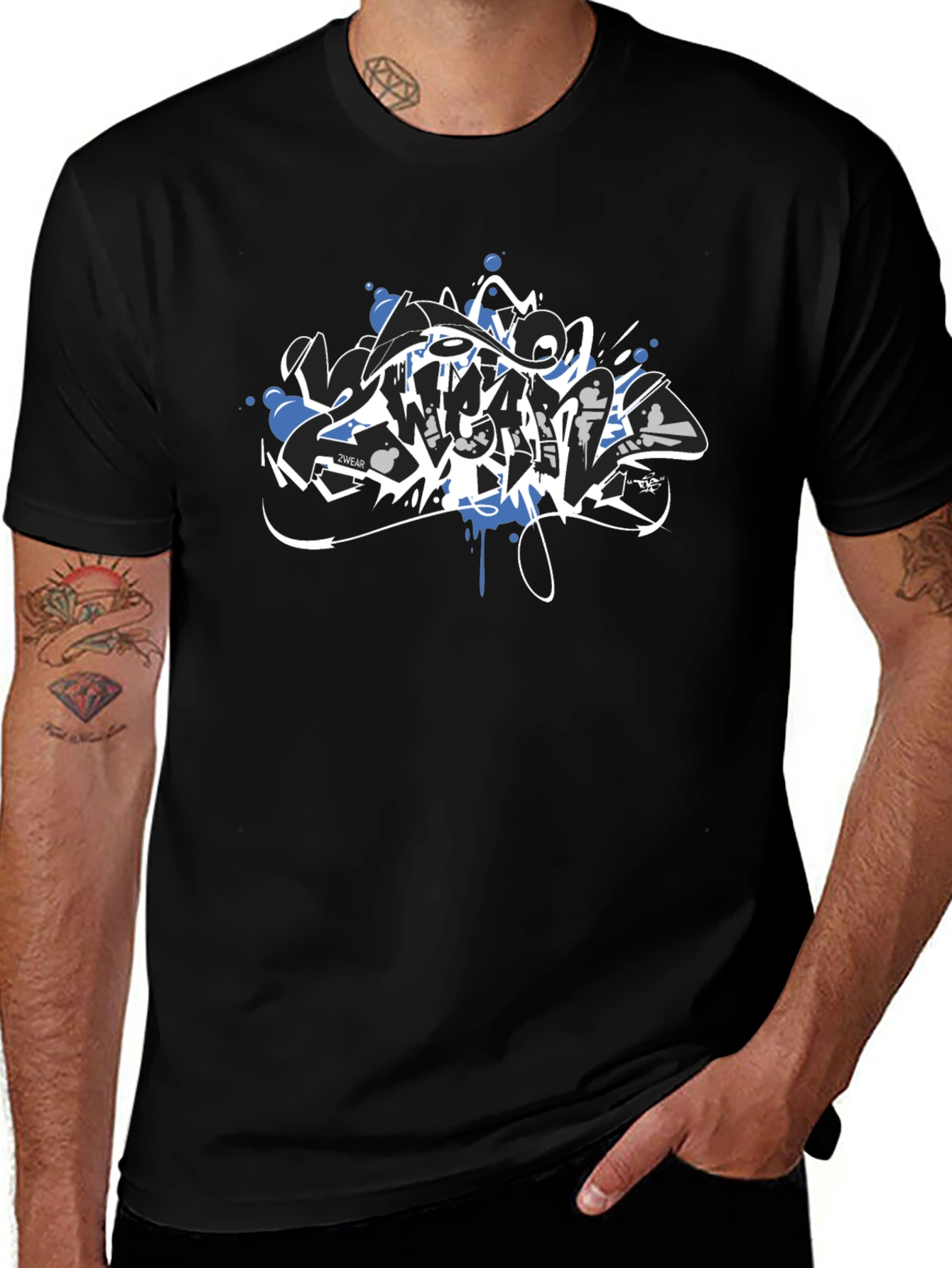 Black Tee with Graffiti Style Graphic