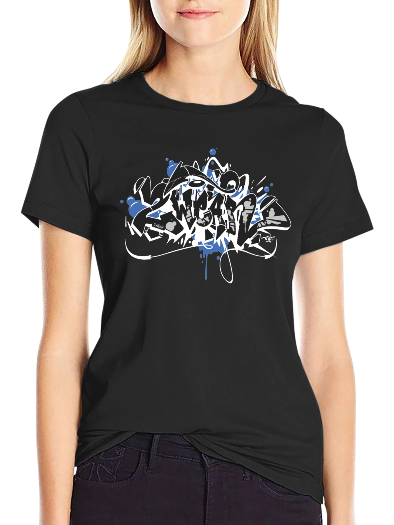 Black Tee with Graffiti Style Graphic