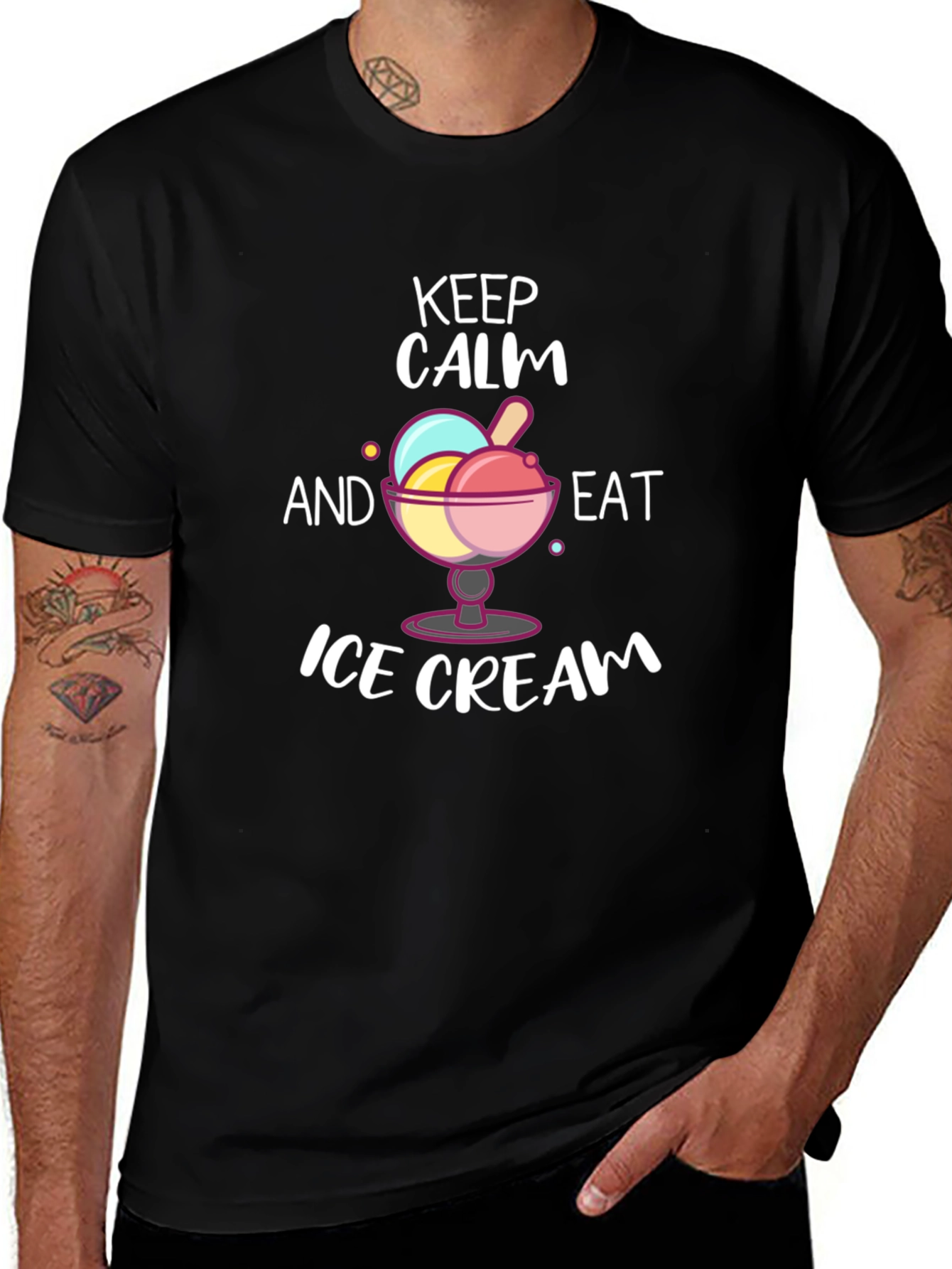 Keep Calm and Eat Ice Cream Graphic T-Shirt