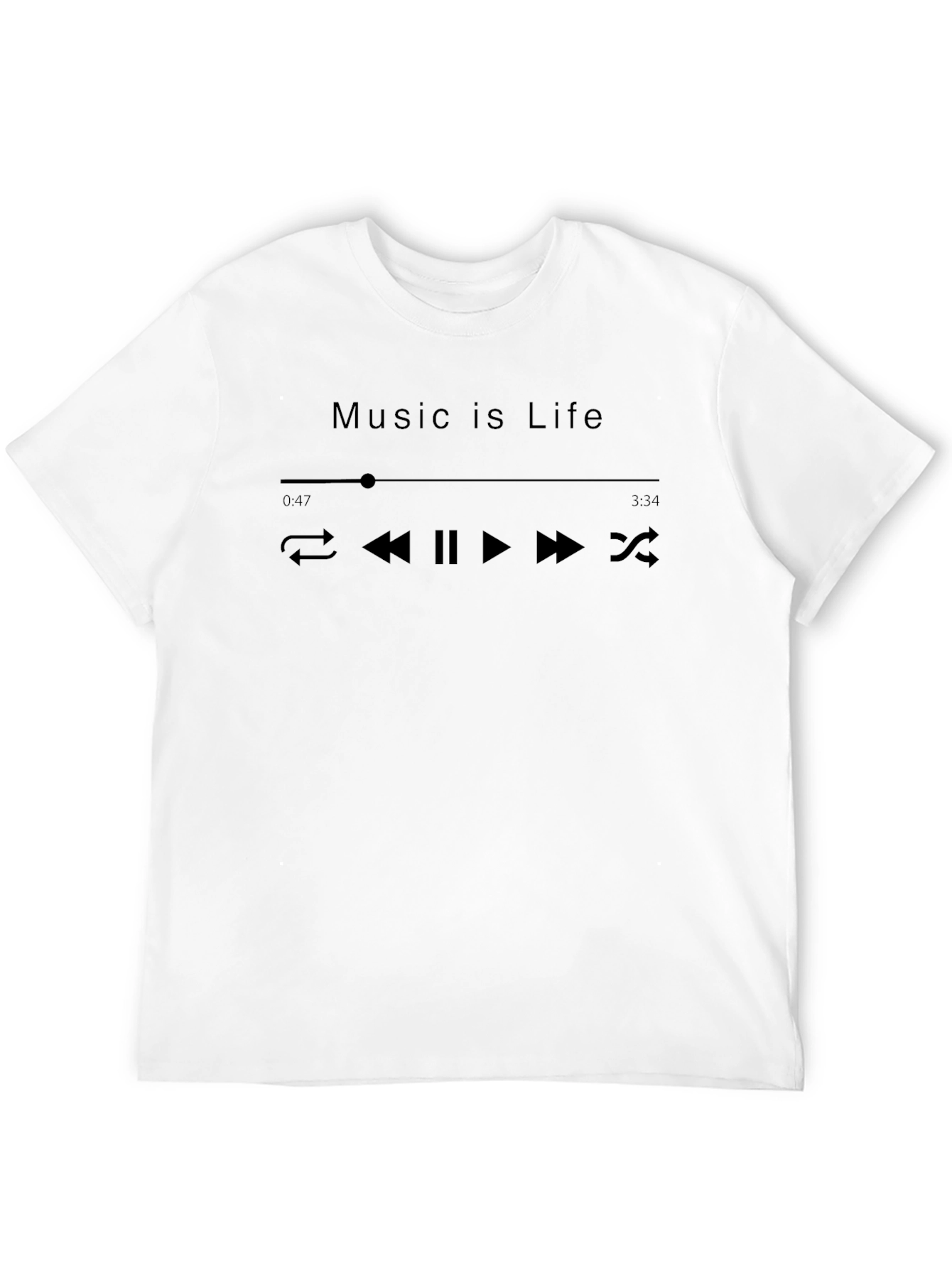 Music is Life Graphic T-Shirt - Black