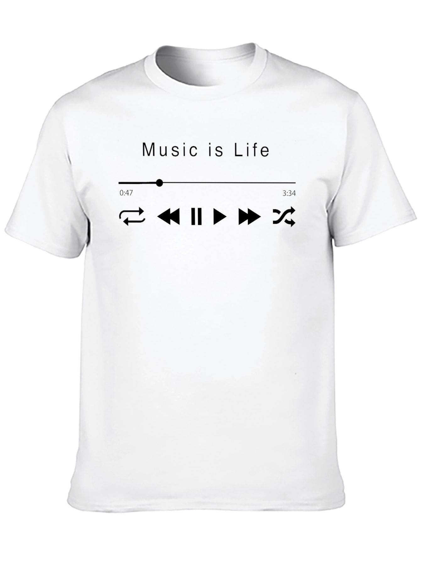 Music is Life Graphic T-Shirt - Black