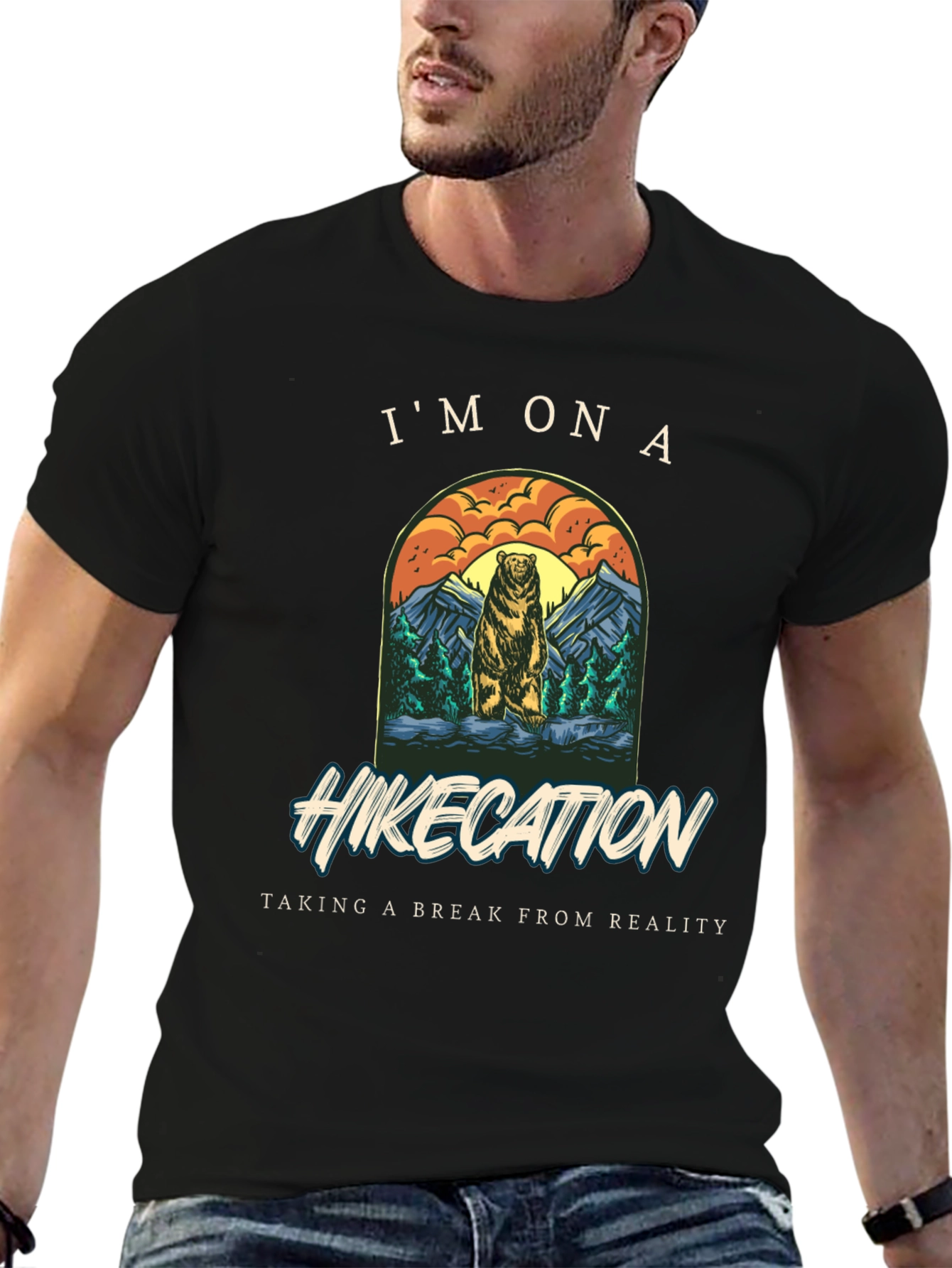 Hikecation Bear Graphic Tee - Nature Adventure