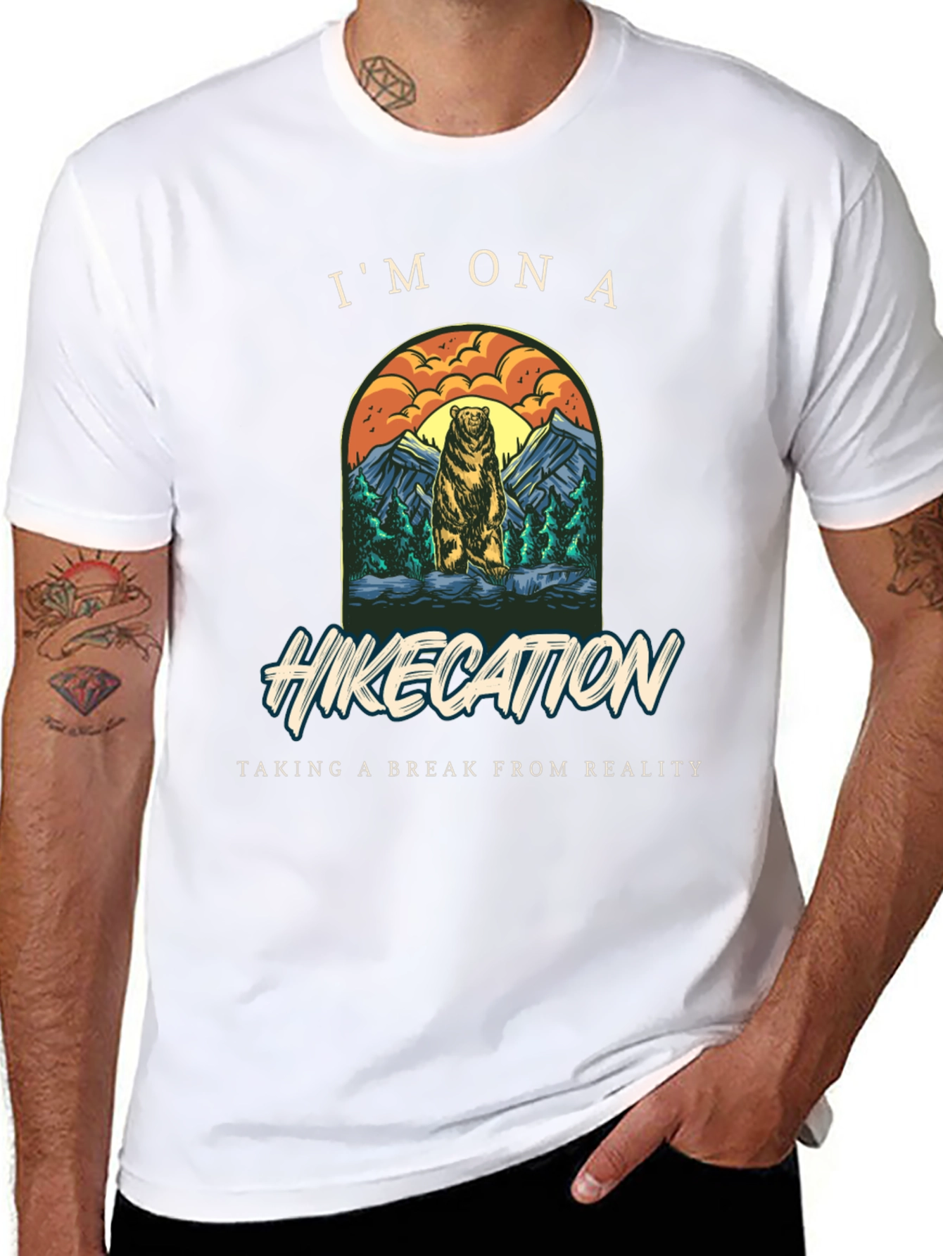 Hikecation Bear Graphic Tee - Nature Adventure