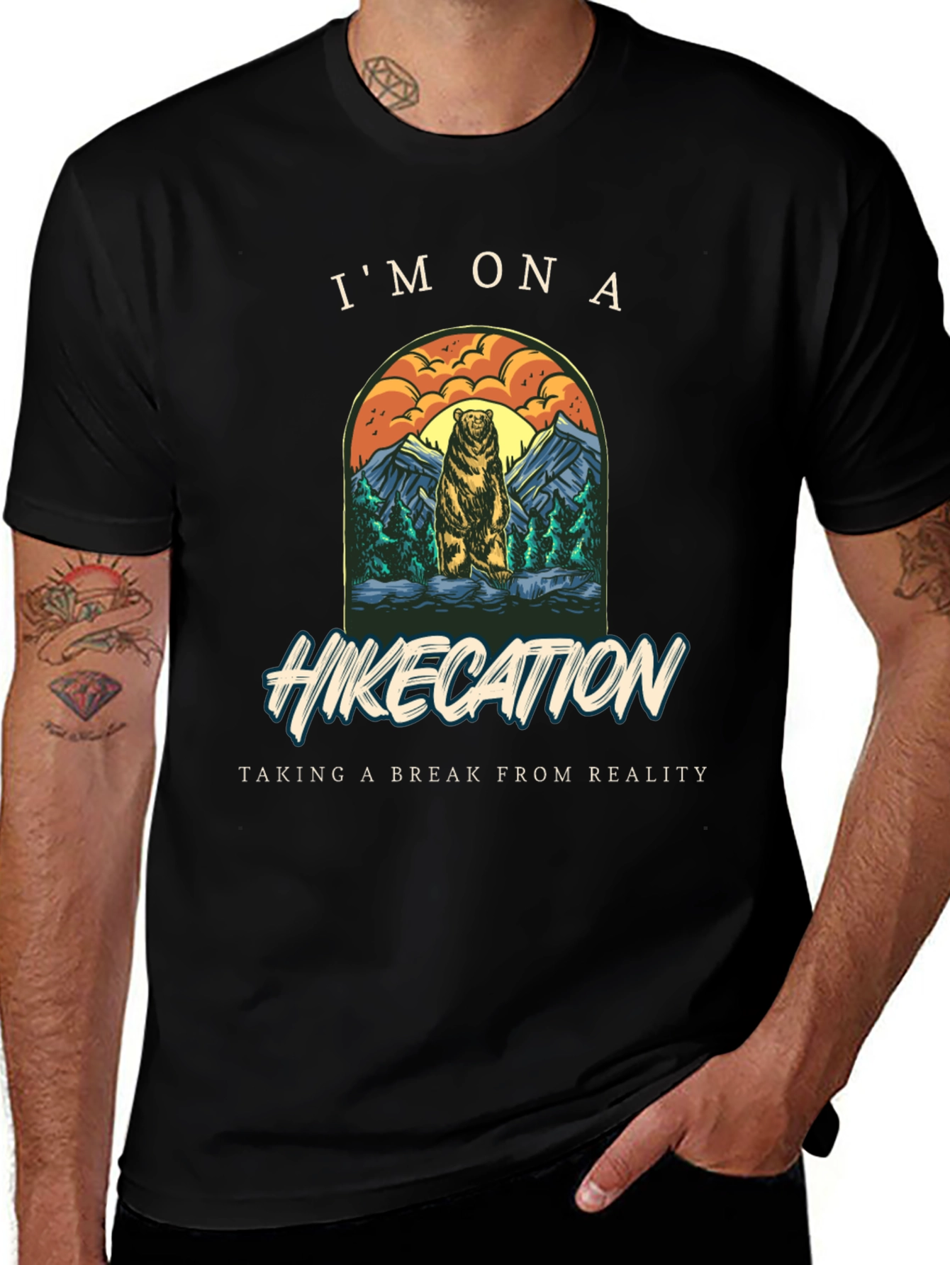 Hikecation Bear Graphic Tee - Nature Adventure