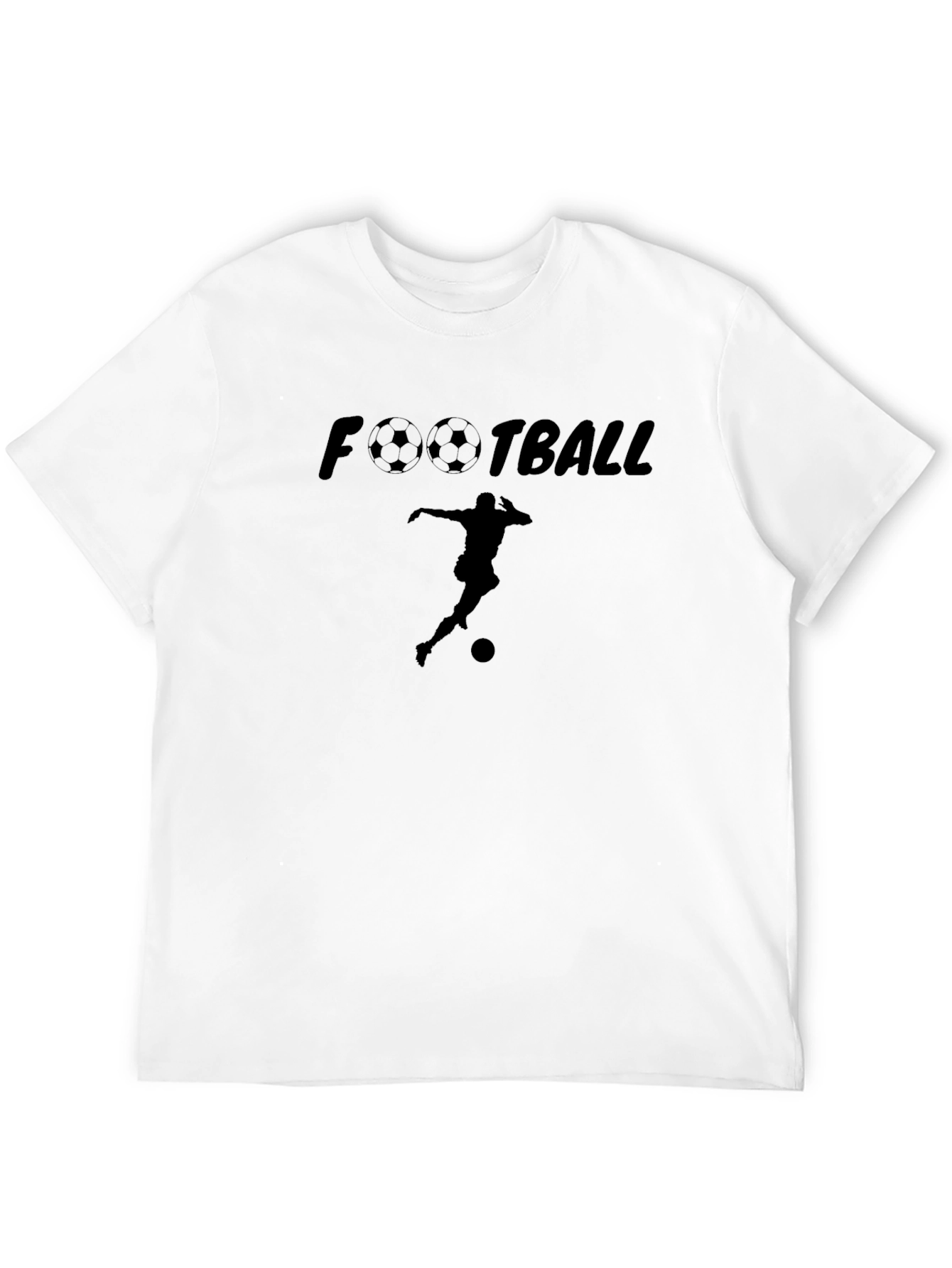 Football Player Graphic Tee - Black Cotton T-Shirt