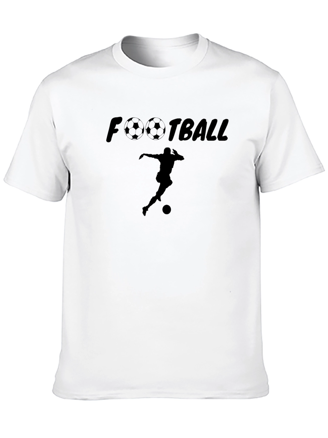 Football Player Graphic Tee - Black Cotton T-Shirt