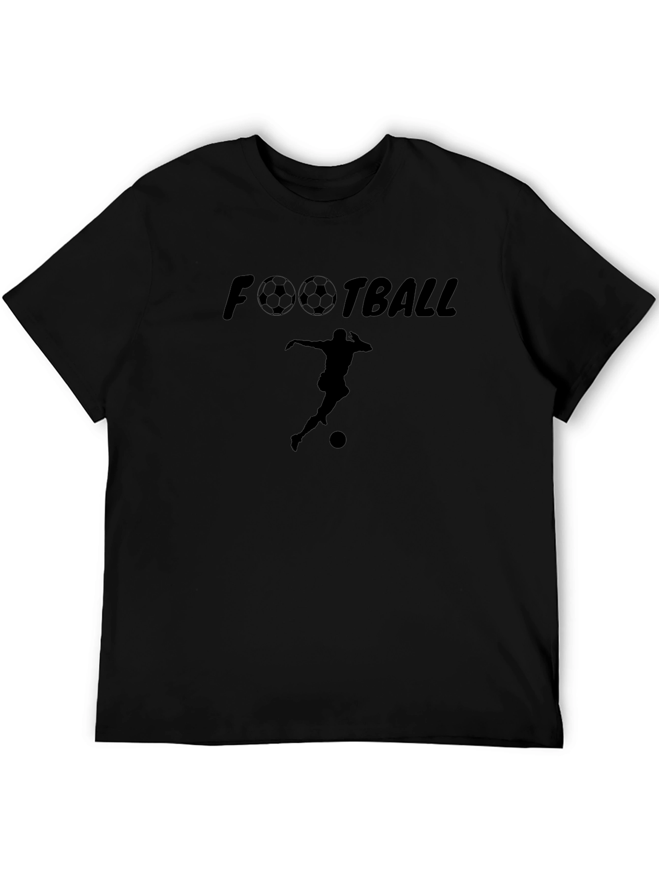 Football Player Graphic Tee - Black Cotton T-Shirt