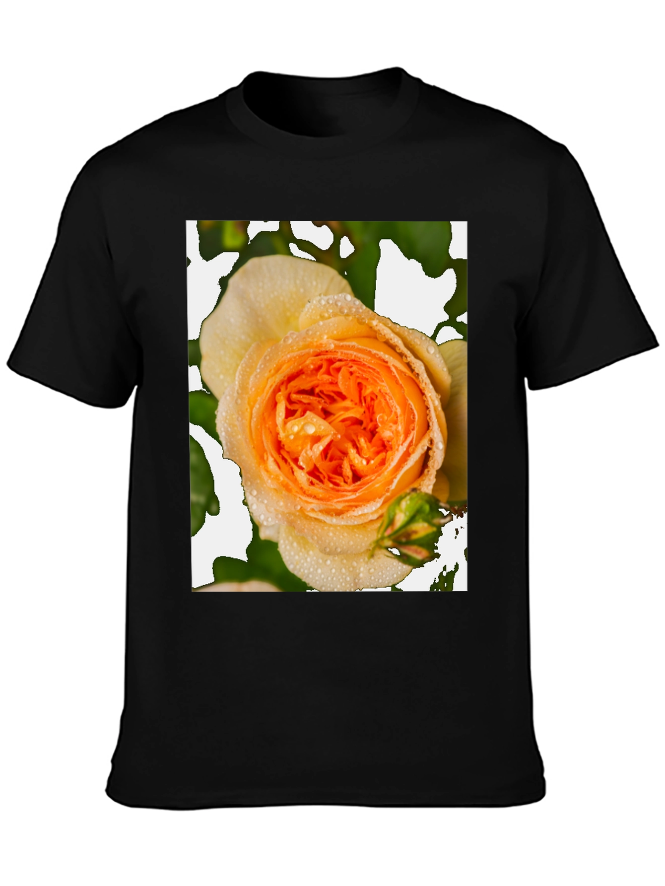 Floral Rose Graphic Tee - Modern Black T-Shirt
