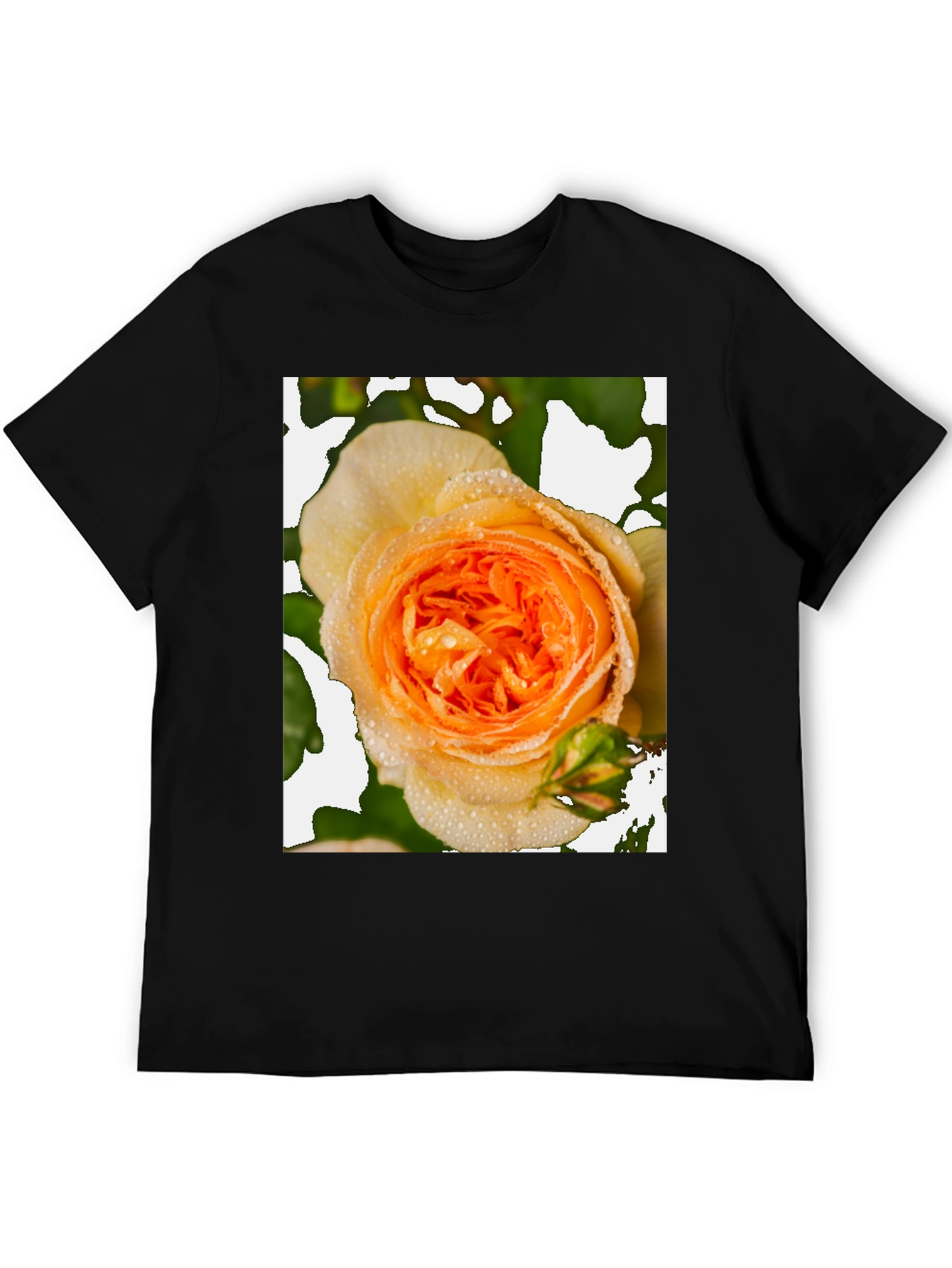 Floral Rose Graphic Tee - Modern Black T-Shirt