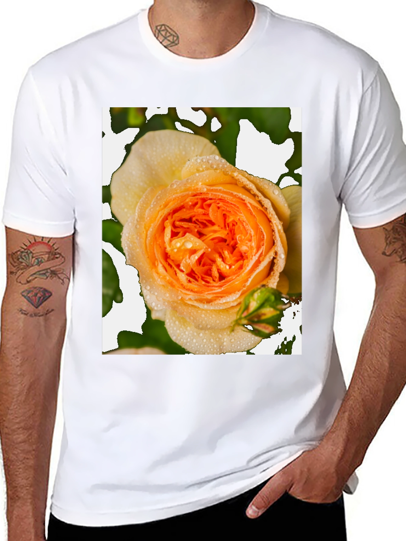 Floral Rose Graphic Tee - Modern Black T-Shirt