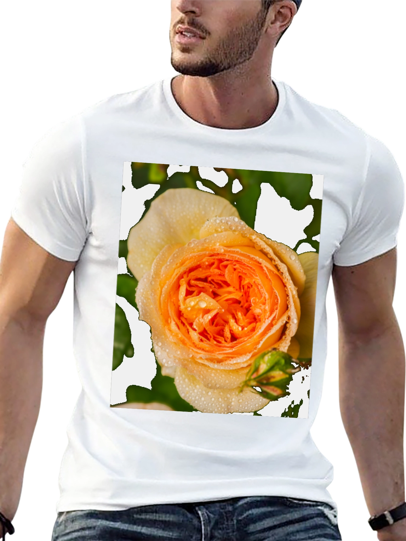 Floral Rose Graphic Tee - Modern Black T-Shirt