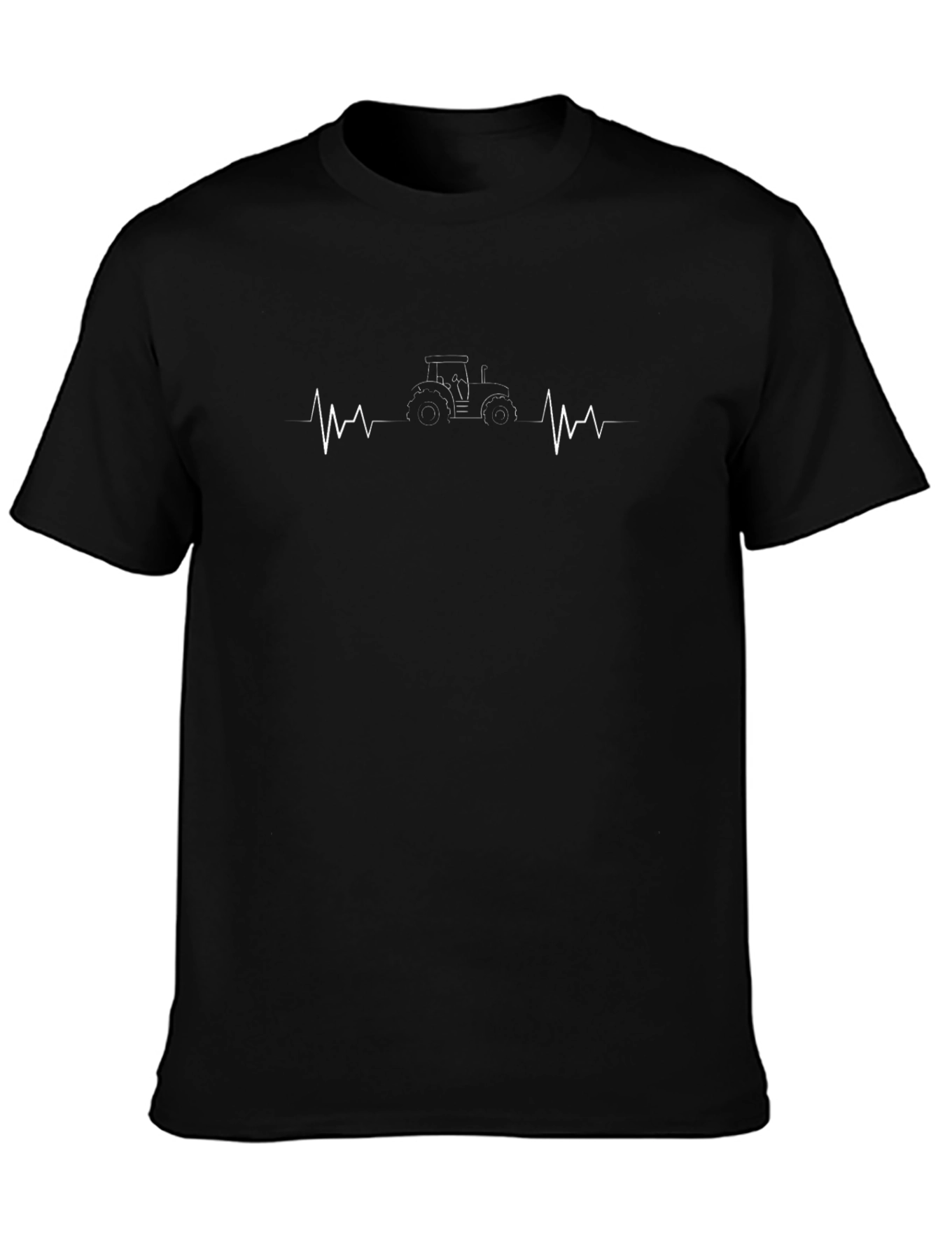 Tractor Heartbeat Graphic Tee - Black Cotton T-Shirt