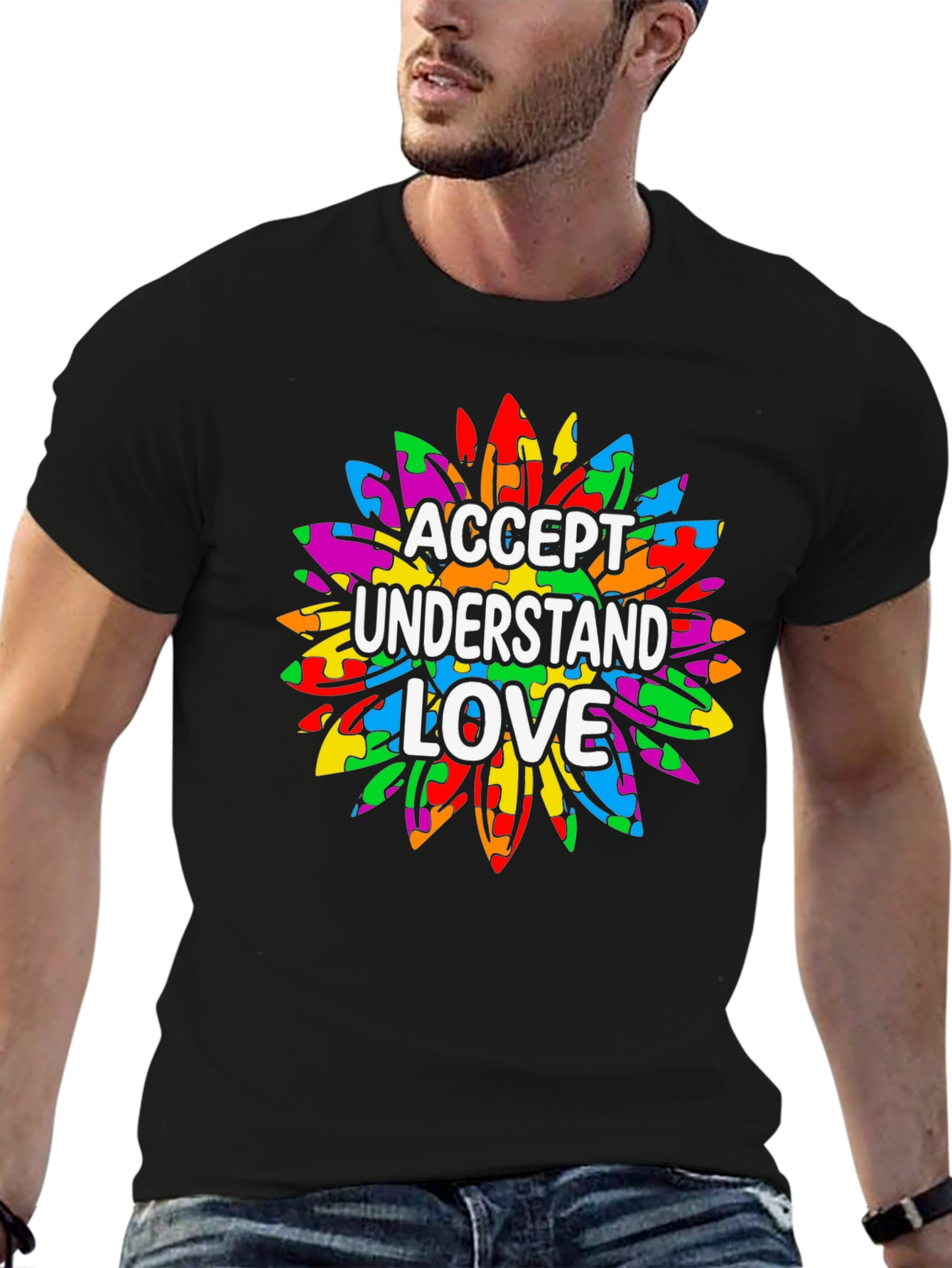 Autism Awareness T-Shirt Accept Understand Love Puzzle
