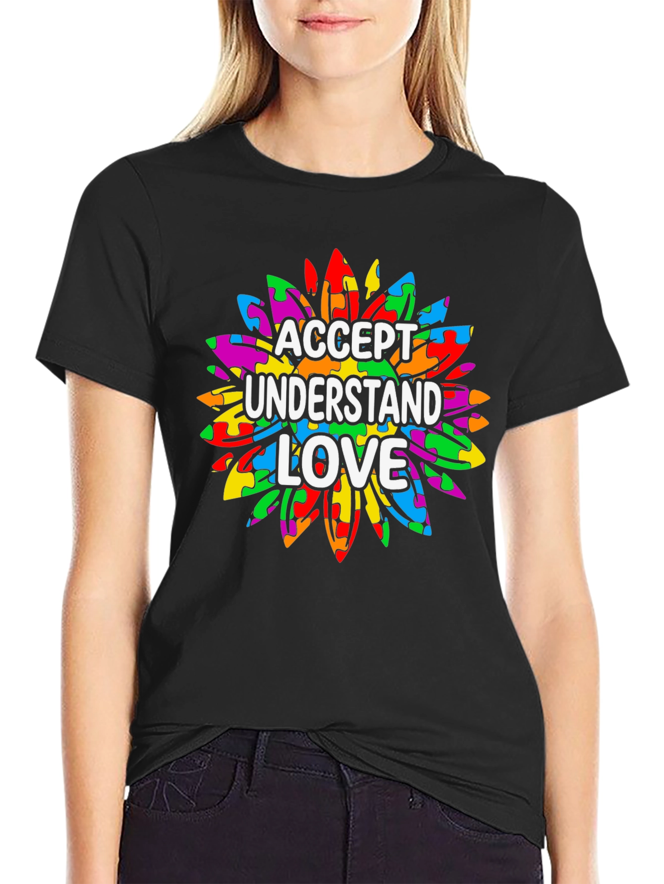 Autism Awareness T-Shirt Accept Understand Love Puzzle